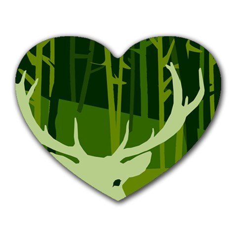 Forest Deer Tree Green Nature Heart Mousepads from ArtsNow.com Front