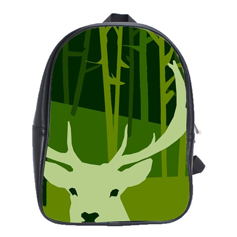 Forest Deer Tree Green Nature School Bag (XL) from ArtsNow.com Front