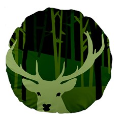Forest Deer Tree Green Nature Large 18  Premium Flano Round Cushions from ArtsNow.com Front