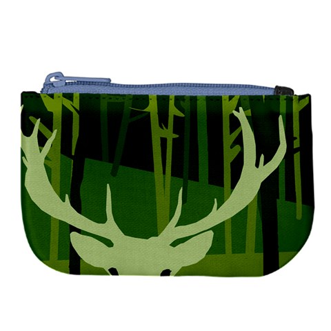 Forest Deer Tree Green Nature Large Coin Purse from ArtsNow.com Front