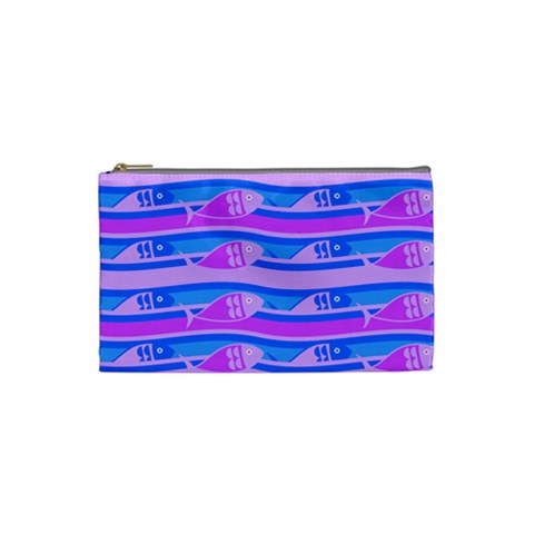 Fish Texture Blue Violet Module Cosmetic Bag (Small) from ArtsNow.com Front