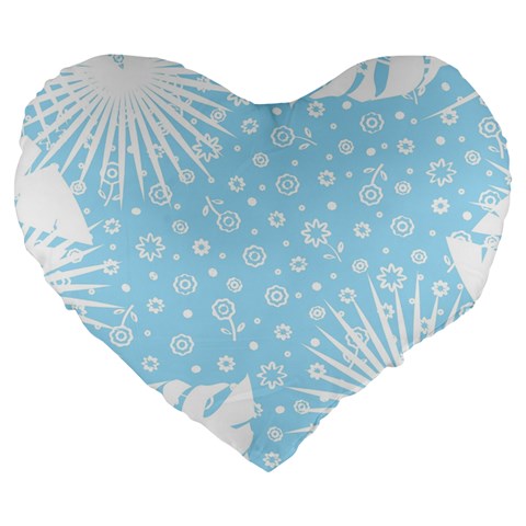 Flower Illustrations Large 19  Premium Heart Shape Cushions from ArtsNow.com Front