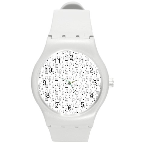 Music Notes Wallpaper Round Plastic Sport Watch (M) from ArtsNow.com Front