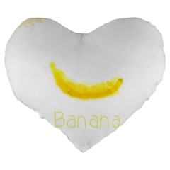 Banana Fruit Watercolor Painted Large 19  Premium Flano Heart Shape Cushions from ArtsNow.com Back