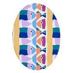 Illustrations Of Fish Texture Modulate Sea Pattern Oval Ornament (Two Sides)