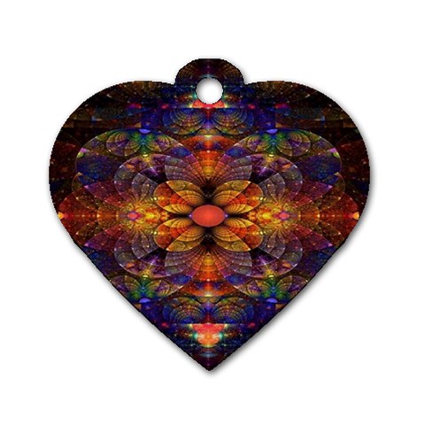 Fractal Flower Dog Tag Heart (One Side) from ArtsNow.com Front