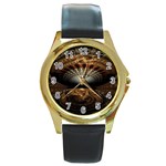 Fractal Illusion Round Gold Metal Watch