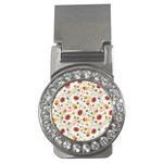 Red Yellow Flower Pattern Money Clips (CZ) 