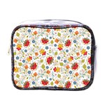 Red Yellow Flower Pattern Mini Toiletries Bag (One Side)
