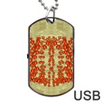 Roses Decorative In The Golden Environment Dog Tag USB Flash (One Side)