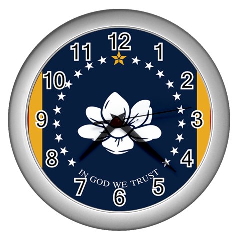 Flag of Mississippi Wall Clock (Silver) from ArtsNow.com Front