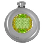 Landscape In A Green Structural Habitat Ornate Round Hip Flask (5 oz)