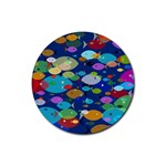Illustrations Sea Fish Swimming Colors Rubber Coaster (Round) 