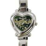 Green Military Camouflage Pattern Heart Italian Charm Watch