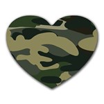 Green Military Camouflage Pattern Heart Mousepads