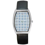 Blue floral pattern Barrel Style Metal Watch