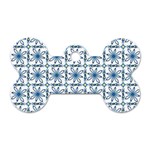 Blue floral pattern Dog Tag Bone (One Side)