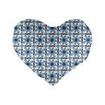 Blue floral pattern Standard 16  Premium Heart Shape Cushions