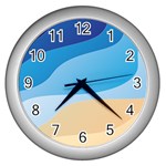 Illustrations Waves Line Rainbow Wall Clock (Silver)