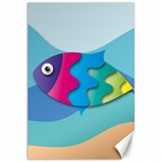 Illustrations Fish Sea Summer Colorful Rainbow Canvas 12  x 18 