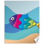 Illustrations Fish Sea Summer Colorful Rainbow Canvas 16  x 20 