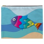 Illustrations Fish Sea Summer Colorful Rainbow Cosmetic Bag (XXXL)