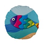 Illustrations Fish Sea Summer Colorful Rainbow Standard 15  Premium Round Cushions