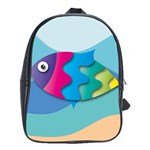 Illustrations Fish Sea Summer Colorful Rainbow School Bag (XL)