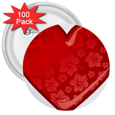 heart003_red 3  Button (100 pack) from ArtsNow.com Front