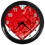 heart003_red Wall Clock (Black)