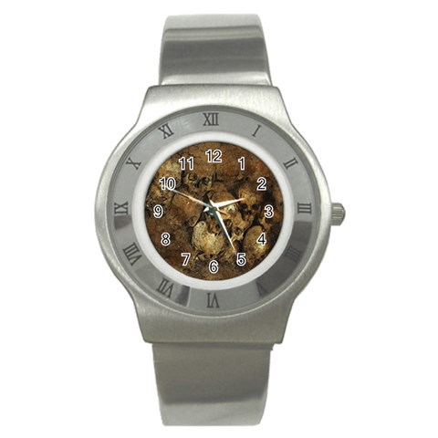 Skull Texture Vintage Stainless Steel Watch from ArtsNow.com Front