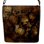 Skull Texture Vintage Flap Closure Messenger Bag (S)