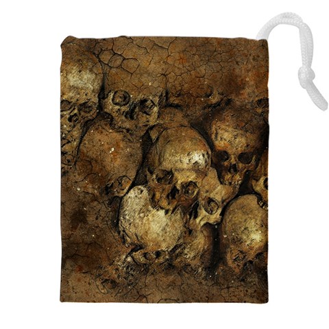 Skull Texture Vintage Drawstring Pouch (4XL) from ArtsNow.com Front