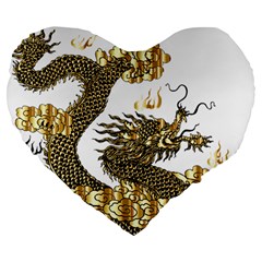 Dragon Animals Monster Large 19  Premium Heart Shape Cushions from ArtsNow.com Front