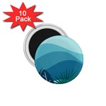Illustration Of Palm Leaves Waves Mountain Hills 1.75  Magnets (10 pack) 