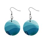 Illustration Of Palm Leaves Waves Mountain Hills Mini Button Earrings