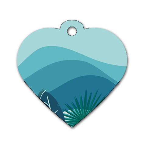 Illustration Of Palm Leaves Waves Mountain Hills Dog Tag Heart (Two Sides) from ArtsNow.com Front