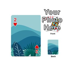 Illustration Of Palm Leaves Waves Mountain Hills Playing Cards 54 Designs (Mini) from ArtsNow.com Front - Heart2