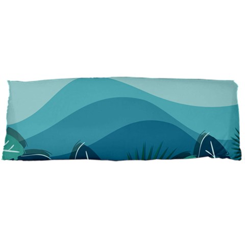 Illustration Of Palm Leaves Waves Mountain Hills Body Pillow Case Dakimakura (Two Sides) from ArtsNow.com Front