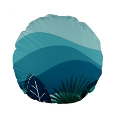 Illustration Of Palm Leaves Waves Mountain Hills Standard 15  Premium Round Cushions from ArtsNow.com Front
