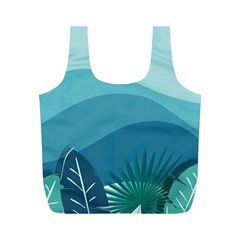 Illustration Of Palm Leaves Waves Mountain Hills Full Print Recycle Bag (M) from ArtsNow.com Front