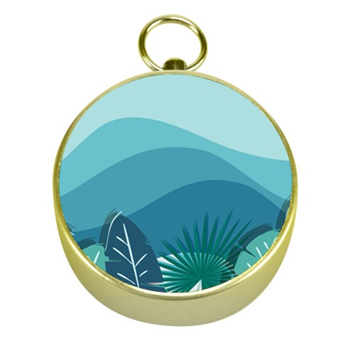 Illustration Of Palm Leaves Waves Mountain Hills Gold Compasses from ArtsNow.com Front
