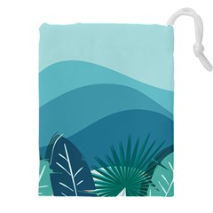 Illustration Of Palm Leaves Waves Mountain Hills Drawstring Pouch (4XL) from ArtsNow.com Front