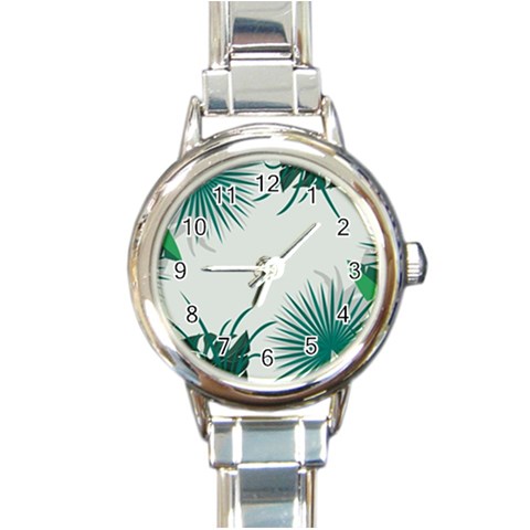 Illustrations Foliage Background Border Round Italian Charm Watch from ArtsNow.com Front