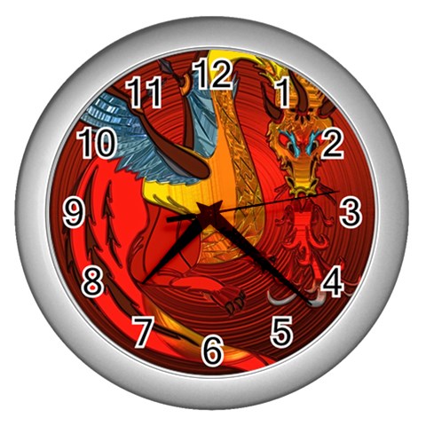Dragon Metallizer Wall Clock (Silver) from ArtsNow.com Front