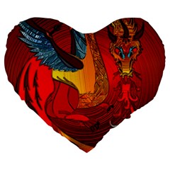 Dragon Metallizer Large 19  Premium Heart Shape Cushions from ArtsNow.com Front