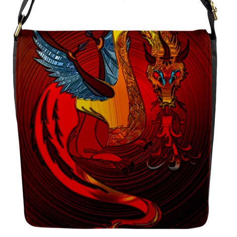 Dragon Metallizer Flap Closure Messenger Bag (S) from ArtsNow.com Front