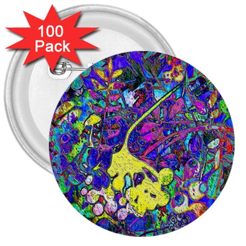 vibrant abstract floral/rainbow color 3  Buttons (100 pack)  from ArtsNow.com Front