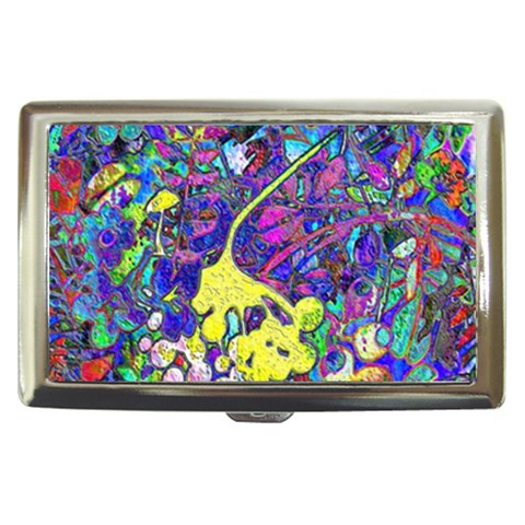 vibrant abstract floral/rainbow color Cigarette Money Case from ArtsNow.com Front