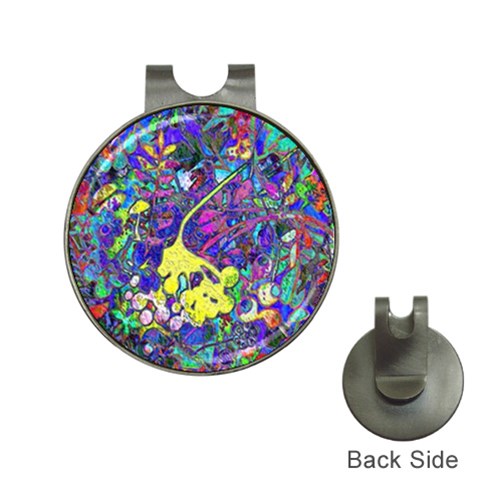 vibrant abstract floral/rainbow color Hat Clips with Golf Markers from ArtsNow.com Front